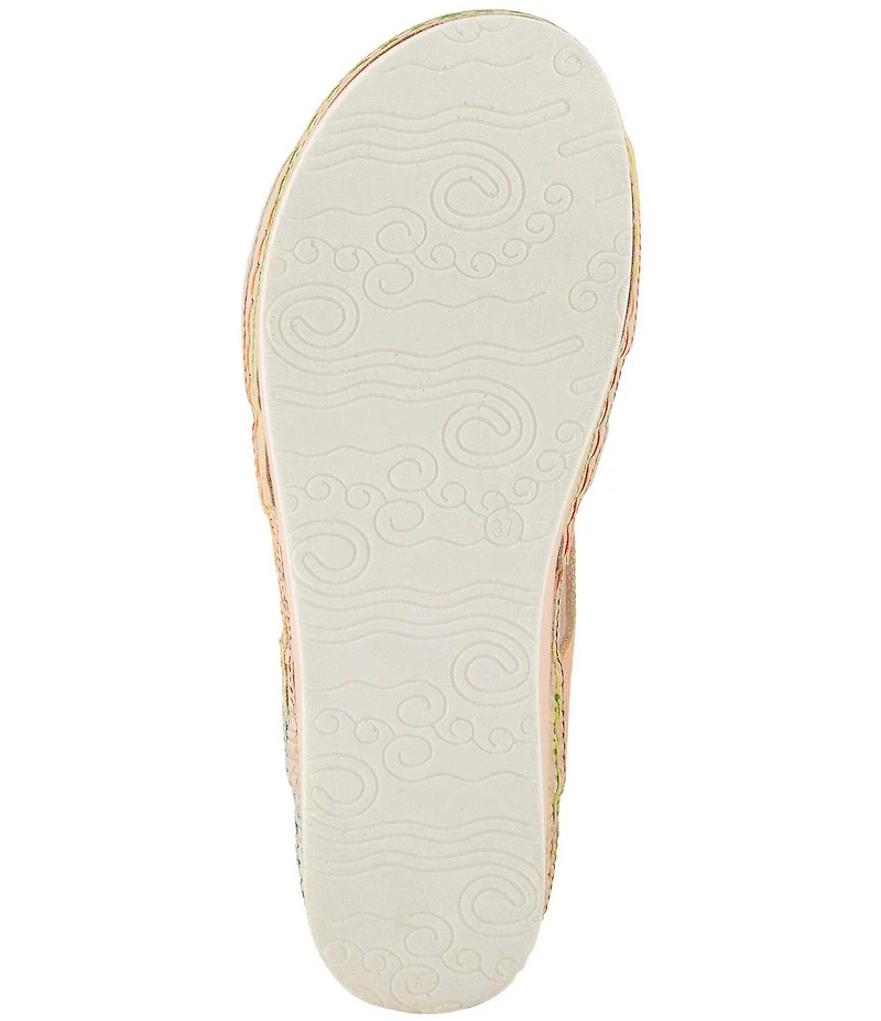 L'ARTISTE Sumacah Leather Floral Platform Wedge Sandals