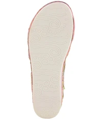 L'ARTISTE Sumacah Leather Floral Platform Wedge Sandals