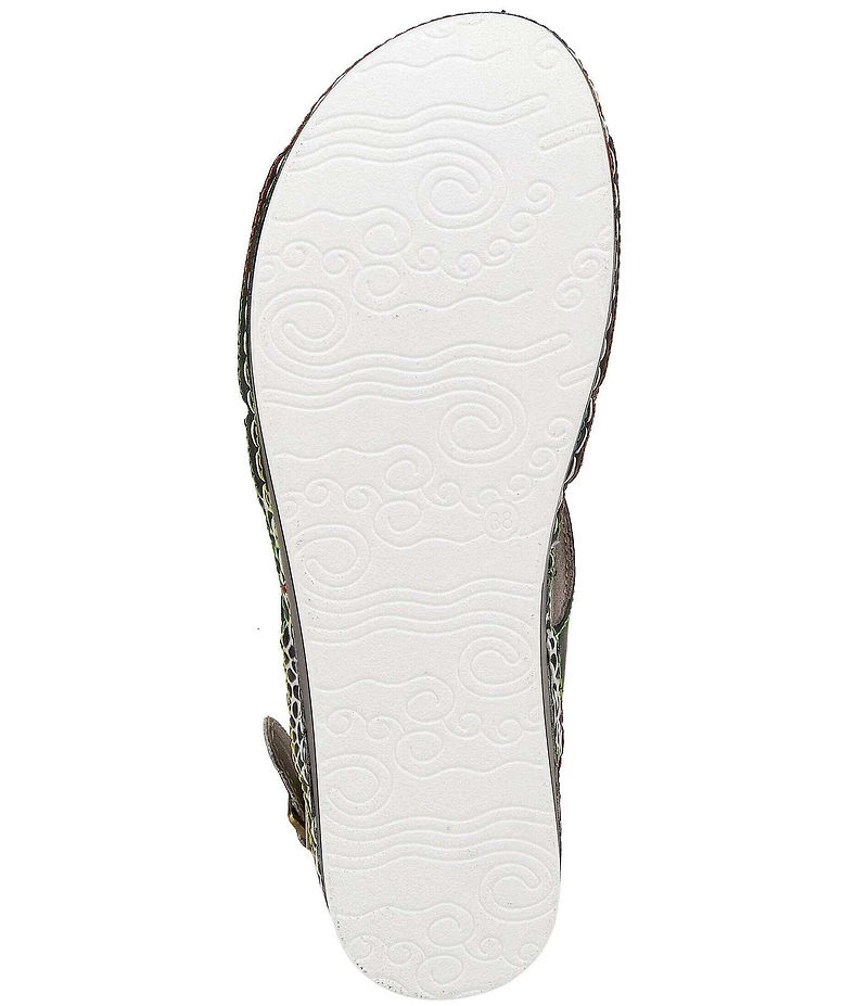 L'ARTISTE Sumacah Leather Floral Platform Wedge Sandals