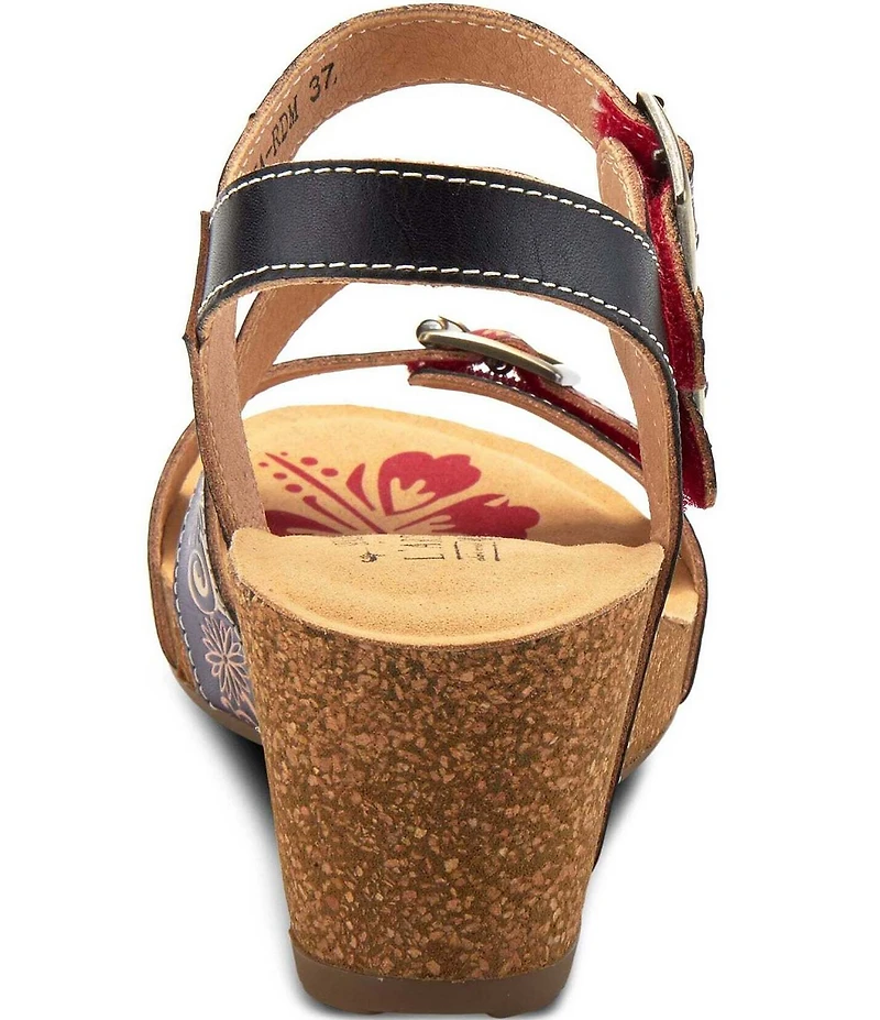 L'ARTISTE Tanja Floral Embossed Pattern Wedge Sandals