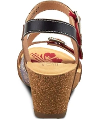 L'ARTISTE Tanja Floral Embossed Pattern Wedge Sandals