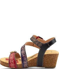 L'ARTISTE Tanja Floral Embossed Pattern Wedge Sandals