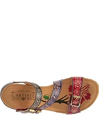 L'ARTISTE Tanja Floral Embossed Pattern Wedge Sandals