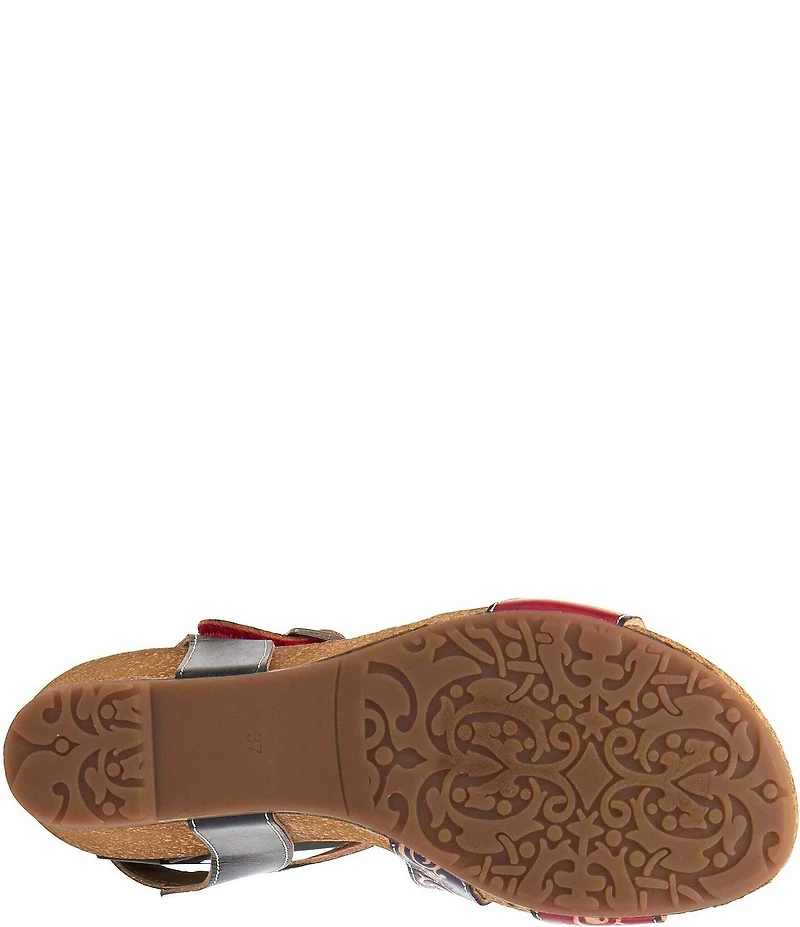 L'ARTISTE Tanja Floral Embossed Pattern Wedge Sandals