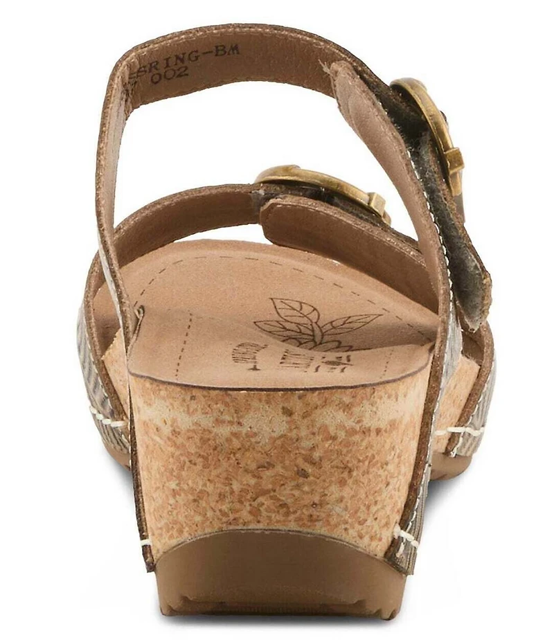 L'ARTISTE Thebrassring Floral Embossed Leather Slide Sandals