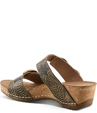 L'ARTISTE Thebrassring Floral Embossed Leather Slide Sandals