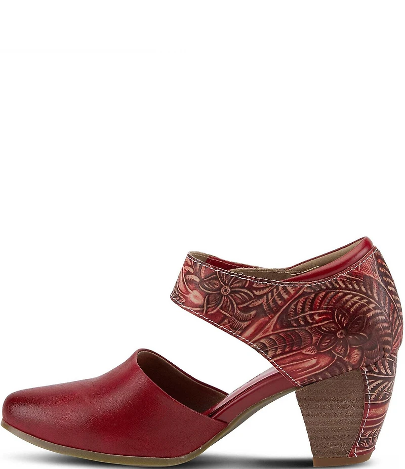 L'ARTISTE Toolie Tooled Leather Mary Jane Pumps
