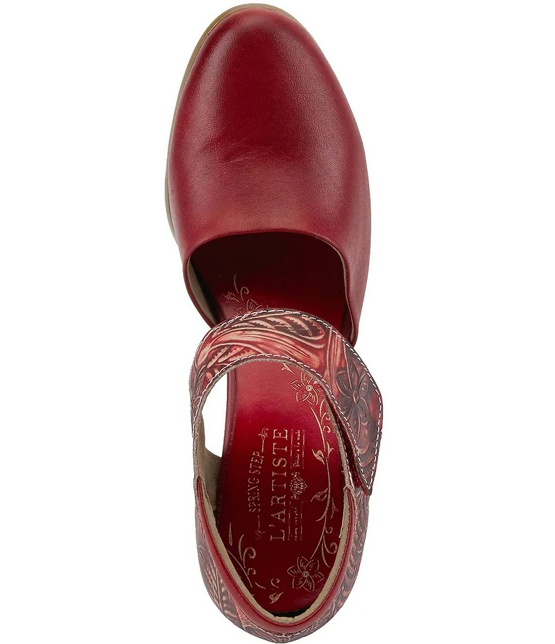 L'ARTISTE Toolie Tooled Leather Mary Jane Pumps