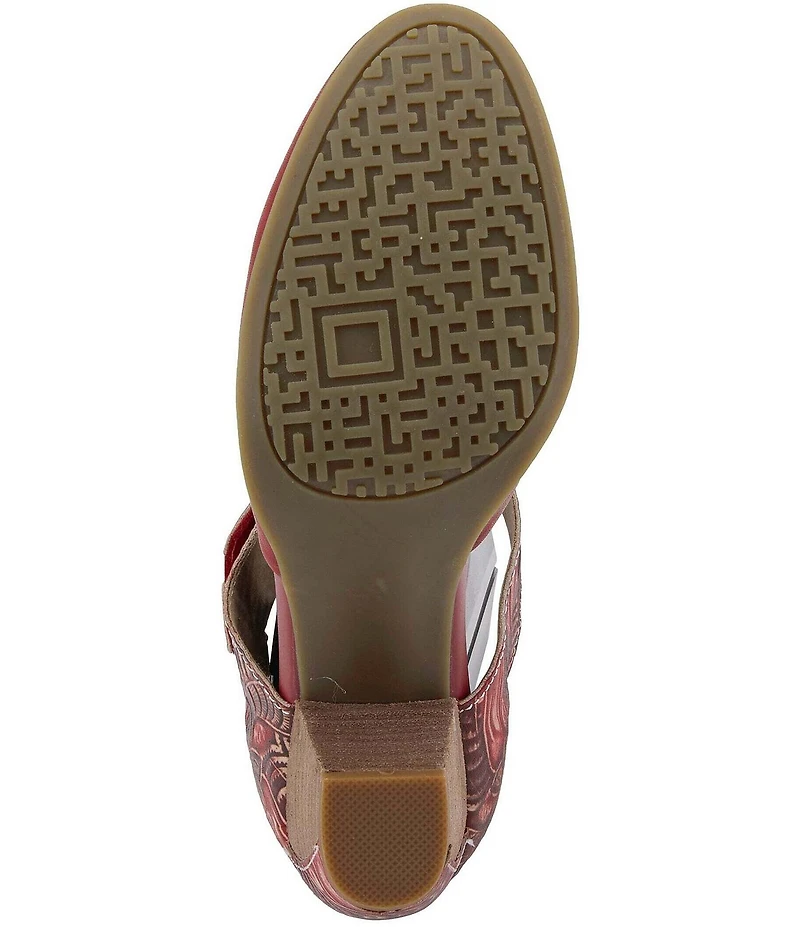L'ARTISTE Toolie Tooled Leather Mary Jane Pumps