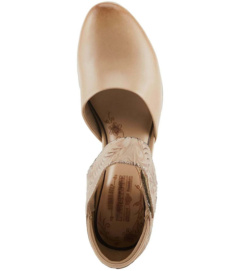 L'ARTISTE Toolie Tooled Leather Mary Jane Pumps