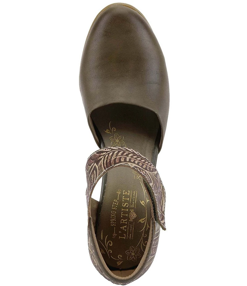 L'ARTISTE Toolie Tooled Leather Mary Jane Pumps