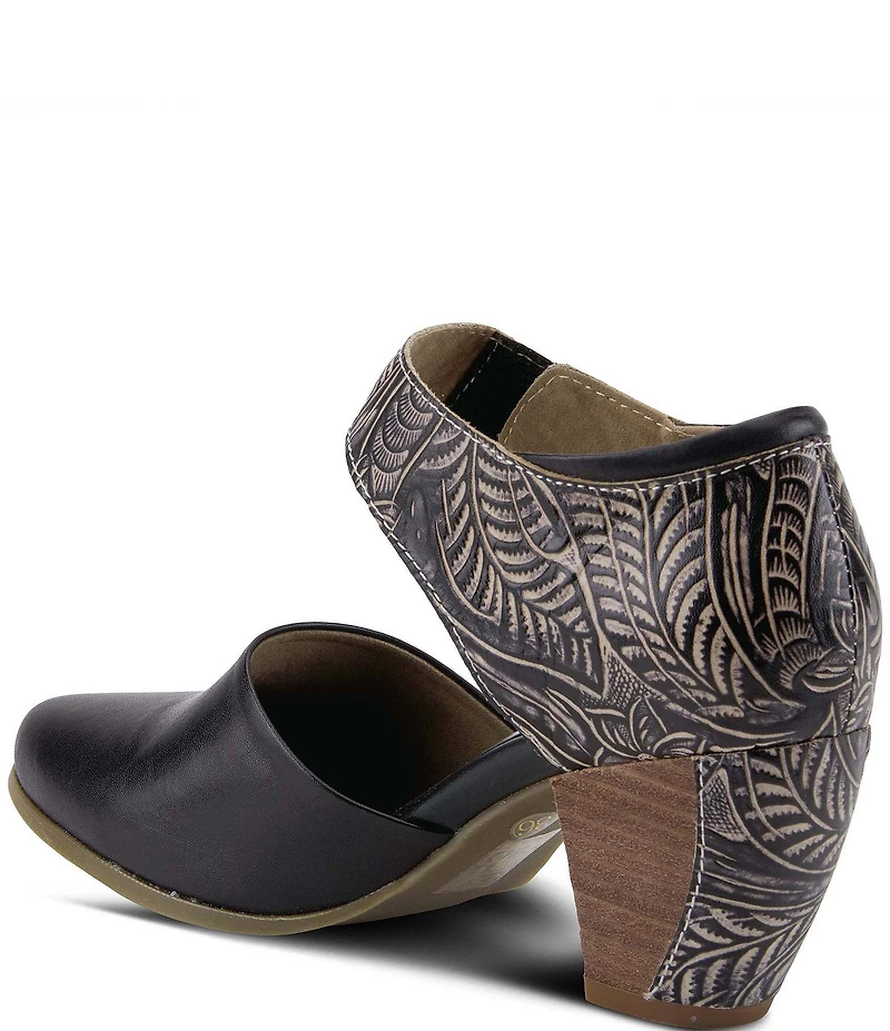 L'ARTISTE Toolie Tooled Leather Mary Jane Pumps