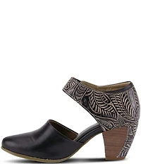 L'ARTISTE Toolie Tooled Leather Mary Jane Pumps
