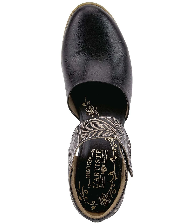 L'ARTISTE Toolie Tooled Leather Mary Jane Pumps