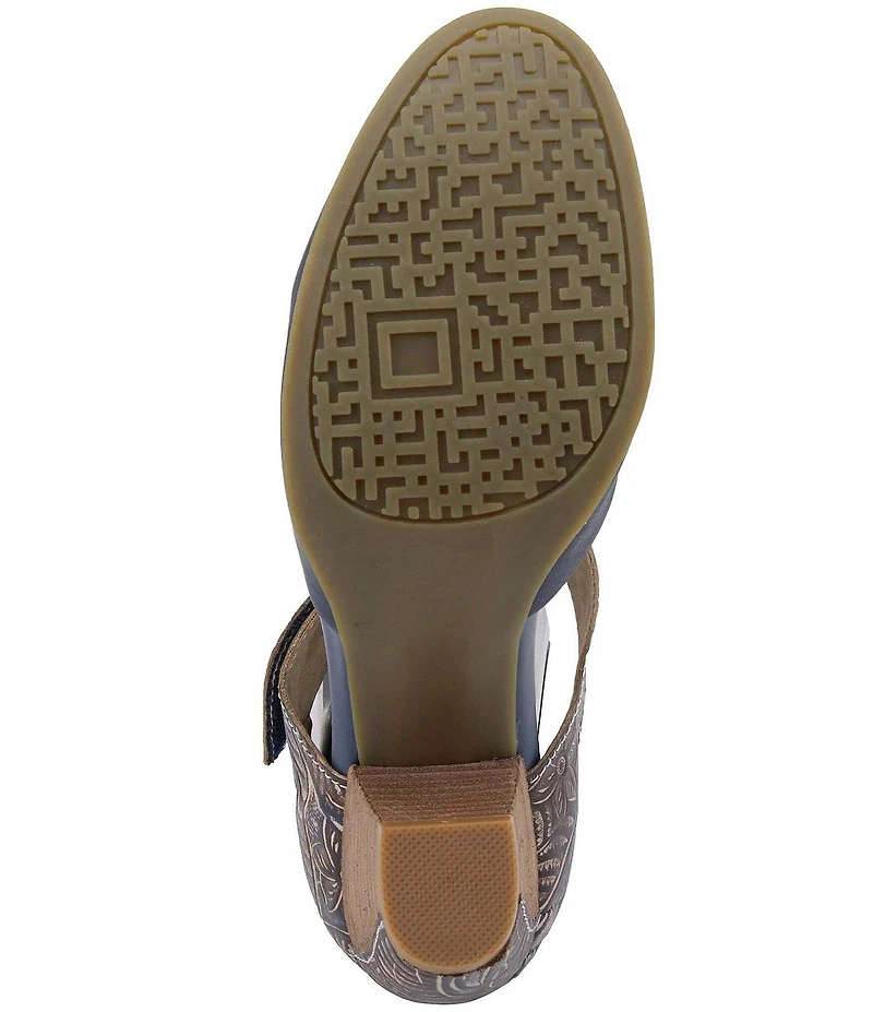 L'ARTISTE Toolie Tooled Leather Mary Jane Pumps