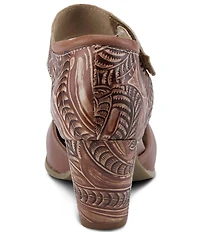 L'ARTISTE Toolie Tooled Leather Mary Jane Pumps