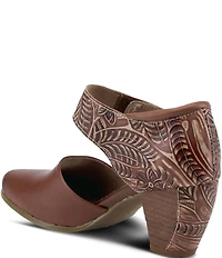 L'ARTISTE Toolie Tooled Leather Mary Jane Pumps