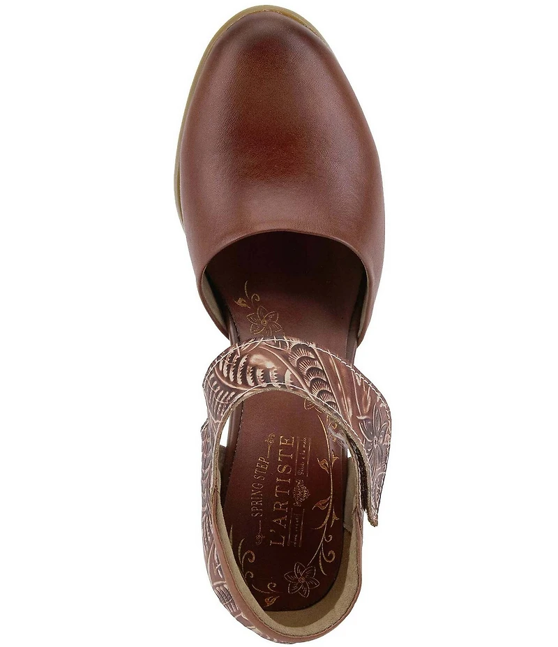 L'ARTISTE Toolie Tooled Leather Mary Jane Pumps