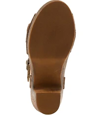 L'ARTISTE Upperbuck Floral Embossed and Perforated Leather Block Heel Sandals