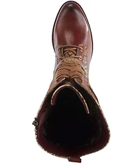 L'ARTISTE Vaneyck Leather and Textile Buckle Hardware Lace Up Tall Riding Boots