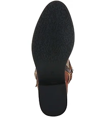 L'ARTISTE Vaneyck Leather and Textile Buckle Hardware Lace Up Tall Riding Boots