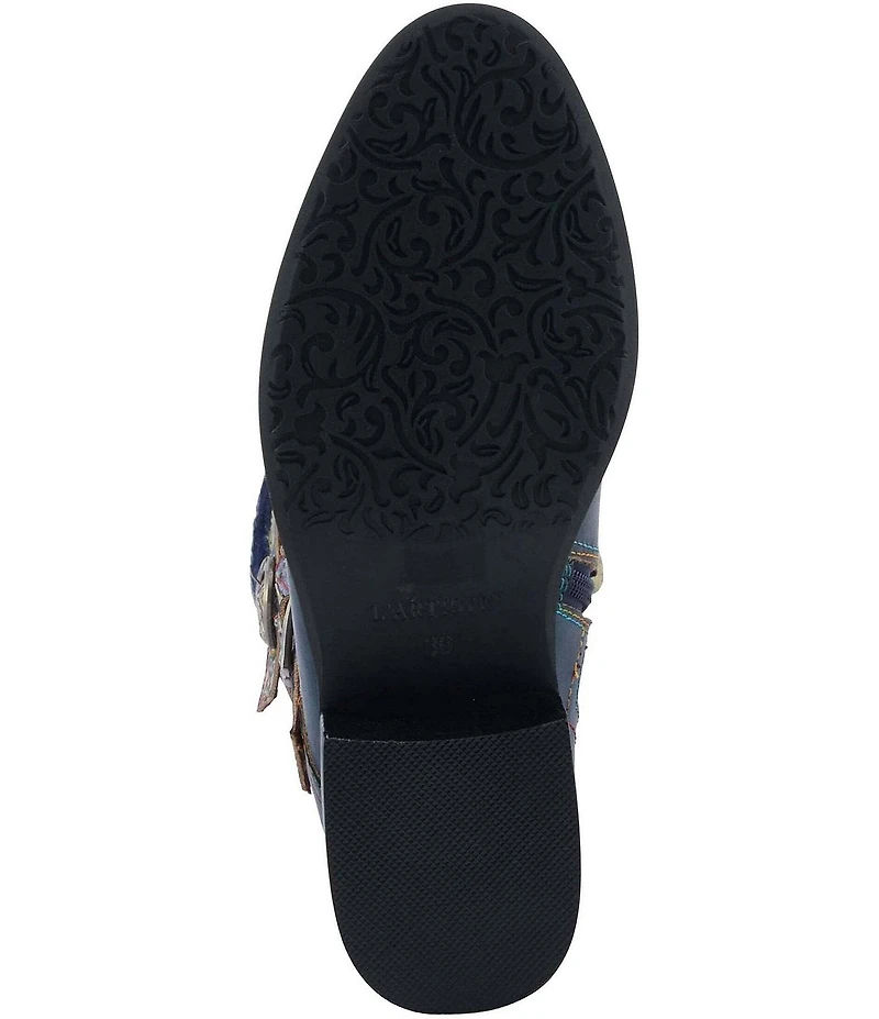 L'ARTISTE Vaneyck Leather and Textile Buckle Hardware Lace Up Tall Riding Boots