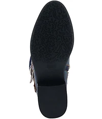 L'ARTISTE Vaneyck Leather and Textile Buckle Hardware Lace Up Tall Riding Boots
