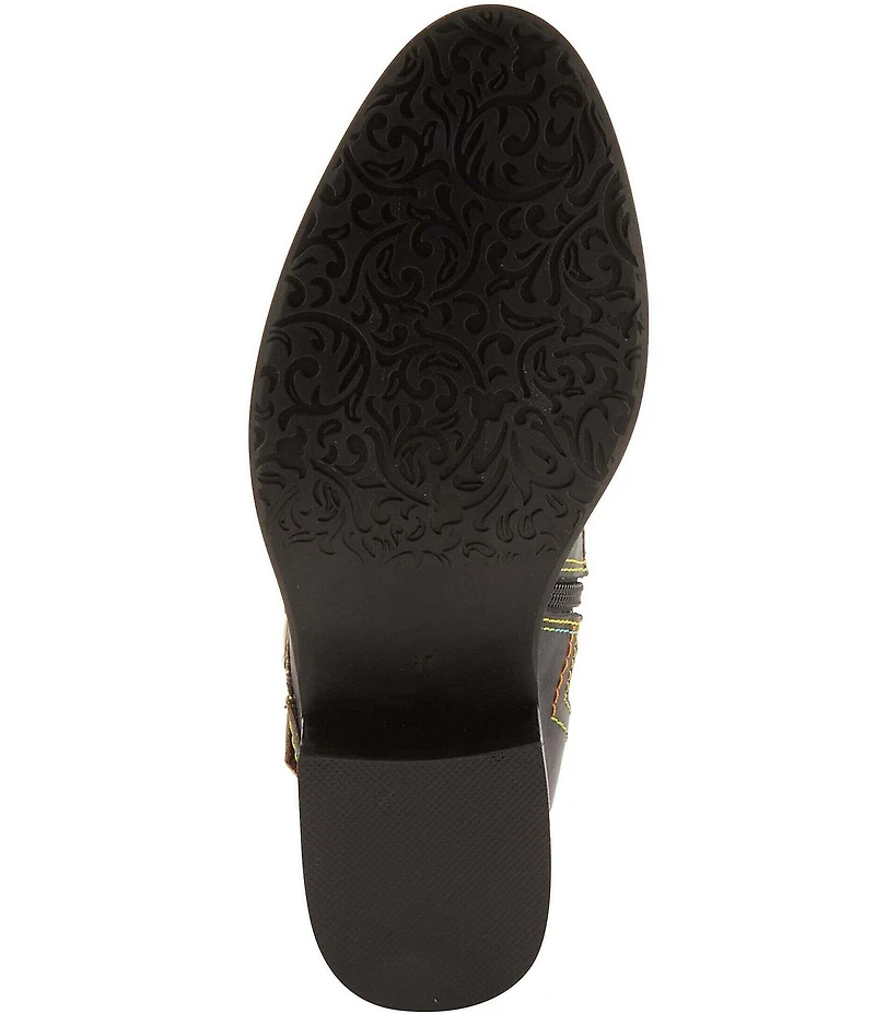 L'ARTISTE Vaneyck Leather and Textile Buckle Hardware Lace Up Tall Riding Boots