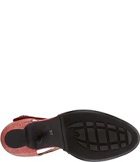 L'ARTISTE Visionary Embossed Laser Cut Leather Ankle Strap Pumps