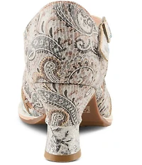 L'ARTISTE Waltz-Fleur Embossed Paisley Leather Dress Sandals