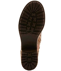 L'ARTISTE Whitefish Leather Embossed Mix Block Heel Booties