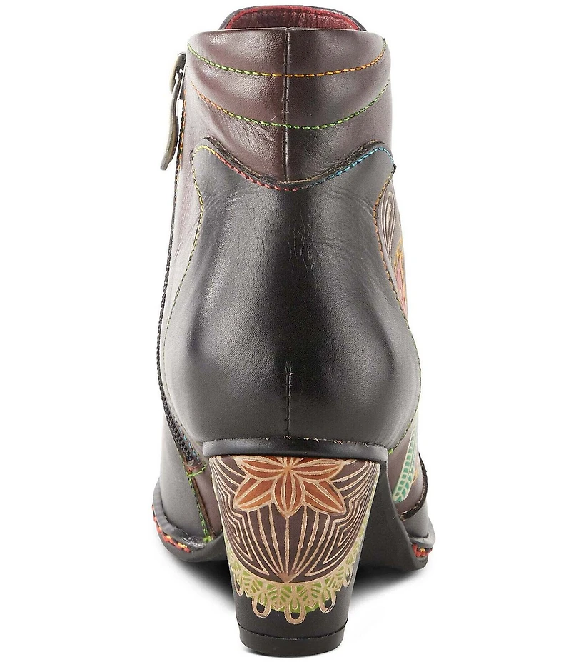 L'ARTISTE Zamihi Leather Hand-Painted Embossed Booties