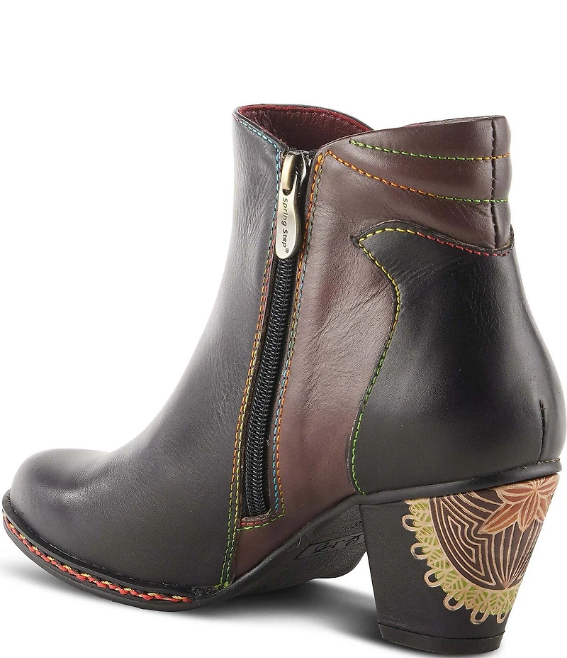 L'ARTISTE Zamihi Leather Hand-Painted Embossed Booties