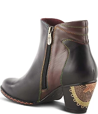 L'ARTISTE Zamihi Leather Hand-Painted Embossed Booties