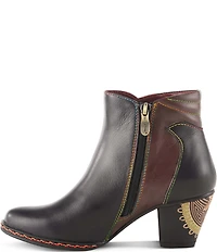 L'ARTISTE Zamihi Leather Hand-Painted Embossed Booties