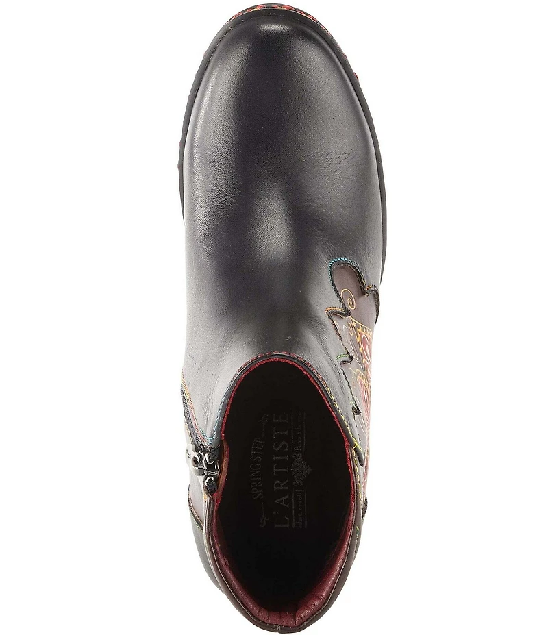 L'ARTISTE Zamihi Leather Hand-Painted Embossed Booties