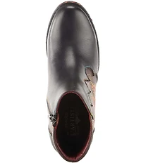 L'ARTISTE Zamihi Leather Hand-Painted Embossed Booties