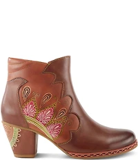 L'ARTISTE Zamihi Leather Hand-Painted Embossed Booties