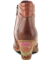 L'ARTISTE Zamihi Leather Hand-Painted Embossed Booties