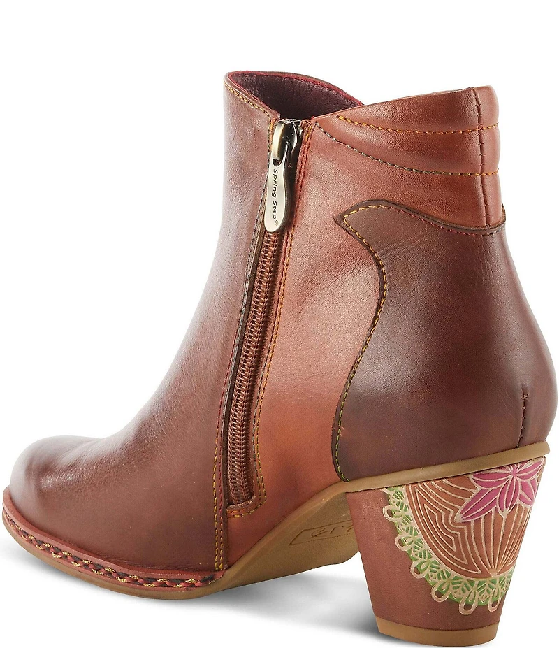 L'ARTISTE Zamihi Leather Hand-Painted Embossed Booties