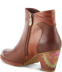 L'ARTISTE Zamihi Leather Hand-Painted Embossed Booties