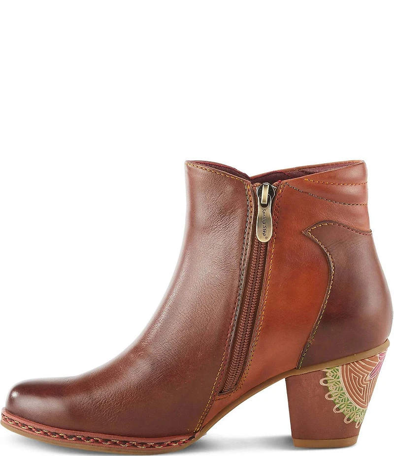 L'ARTISTE Zamihi Leather Hand-Painted Embossed Booties