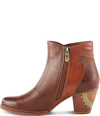 L'ARTISTE Zamihi Leather Hand-Painted Embossed Booties