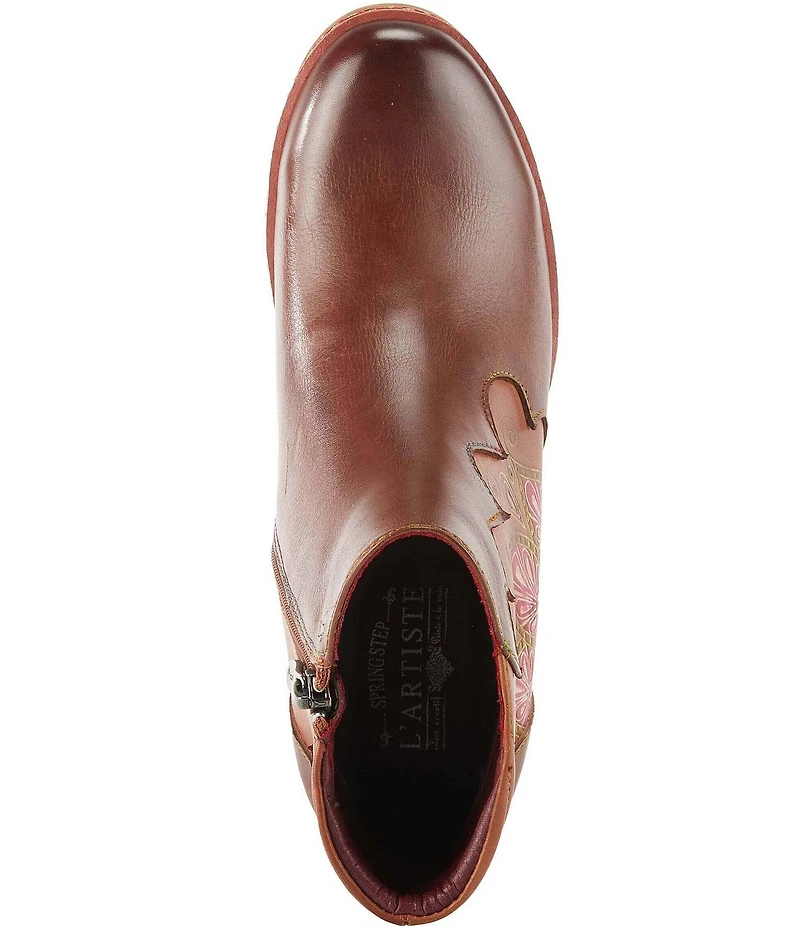 L'ARTISTE Zamihi Leather Hand-Painted Embossed Booties