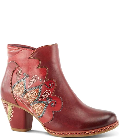 L'ARTISTE Zamihi Leather Hand-Painted Embossed Booties