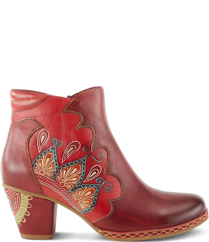 L'ARTISTE Zamihi Leather Hand-Painted Embossed Booties