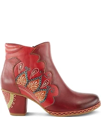 L'ARTISTE Zamihi Leather Hand-Painted Embossed Booties