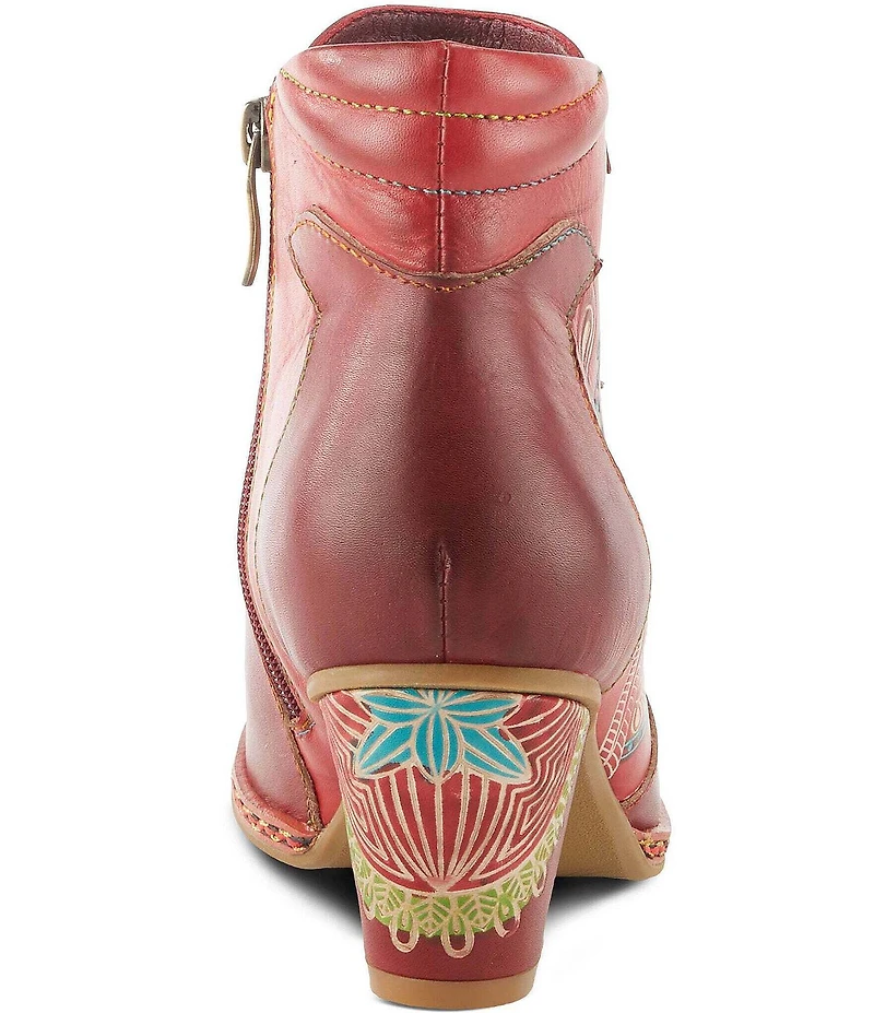 L'ARTISTE Zamihi Leather Hand-Painted Embossed Booties