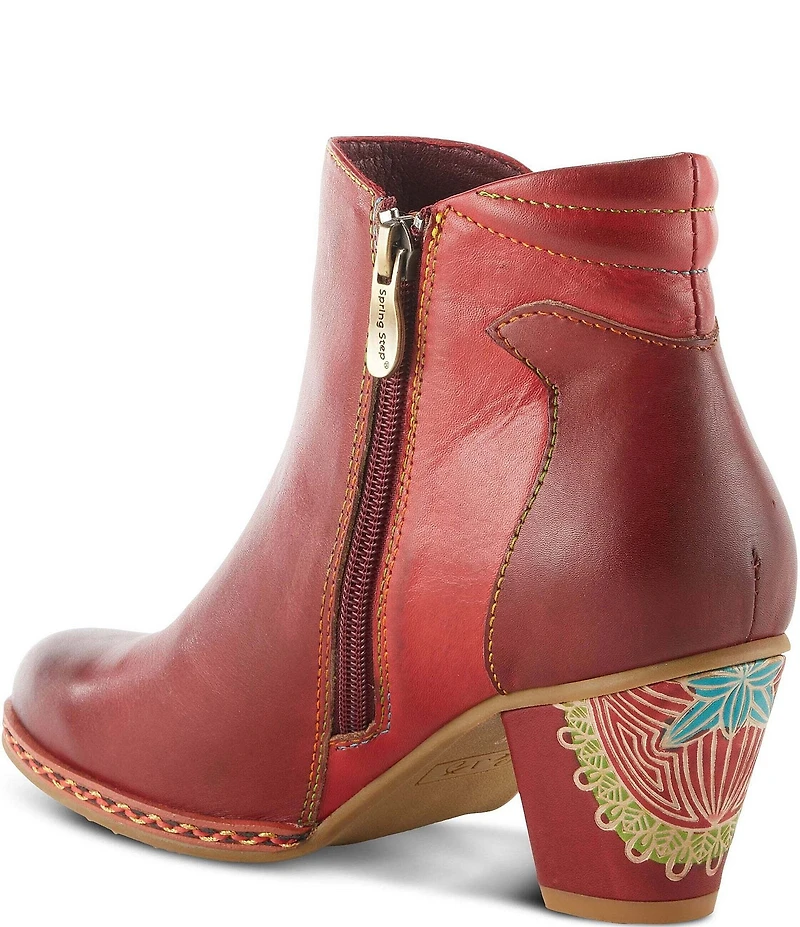L'ARTISTE Zamihi Leather Hand-Painted Embossed Booties