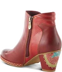L'ARTISTE Zamihi Leather Hand-Painted Embossed Booties
